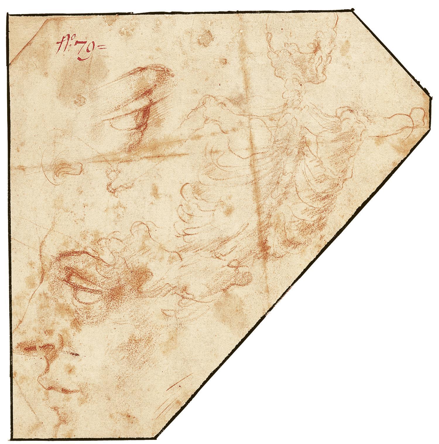素描-西班牙普拉多美术馆素描藏画-Mini, Antonio-Estudios de ojo derecho, perfil izquierdo y de esqueleto humano-1392